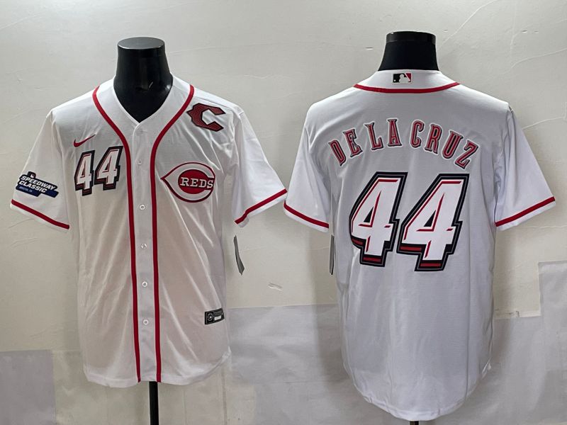 Men 2025 Cincinnati Reds #44 Delacruz White Joint Name Nike MLB Jersey style 011